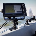 Railblaza Fish Finder Mount for Garmin fitted to a boat