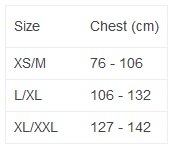 NRS Buoyancy Aid Size Guide