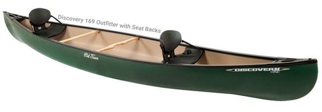 Old Town Discovery Outfitter Canoes with plastic seats and seat back kits