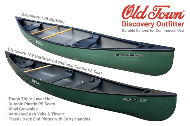 Old Town Discovery Outfitter Canoes with plastic seats