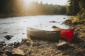 Old Town Penobscot 164 Canoe at the side of a lake