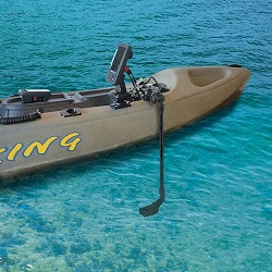 Railblaza Kayak Transducer Arm XL - shown fitted to a kayak.