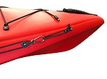 Example of the Universal Kayak Anchor Trolley Kit fitted to the bow of fishing kayak