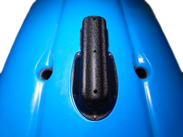 BerleyPro Garmin SideVu Ready Transducer Mount fitted on the Lowrance-Ready Scupper on a Hobie Kayak