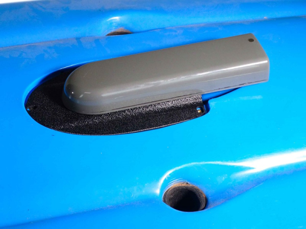 BerleyPro Garmin SideVu Ready Transducer Mount shown installed on the Garmin-Ready Scupper on a Hobie Kayak