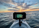 BerleyPro Visor for Lowrance Elite FS 7 on a kayak at sunset