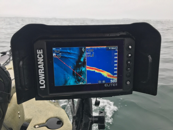 BerleyPro Visor for Lowrance Elite FS 7 on a kayak