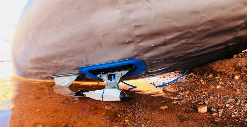 Bixpy DIY Fin Plate on an Inflatable Kayak
