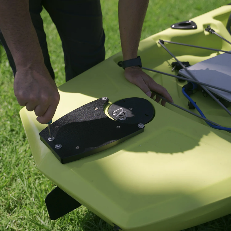 Bixpy Hobie Compass Mounting Plate fitted to a kayak