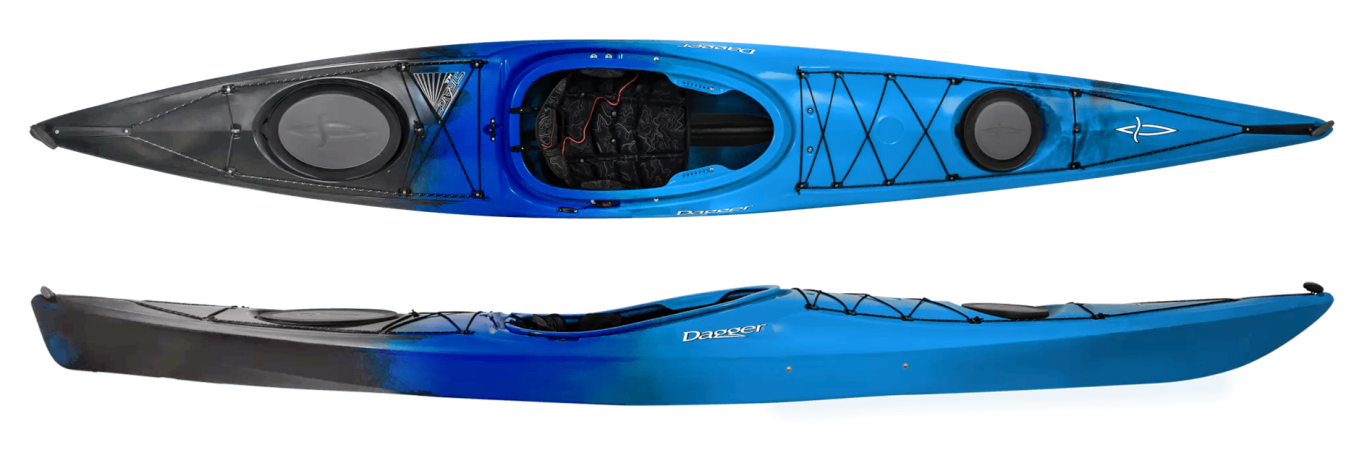 Dagger Stratos 14.5 Touring Kayak in Blue Mist