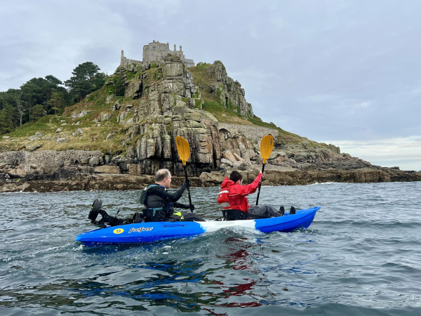 Kayaking around St Michaels Mount on the FeelFree Gemini Sport