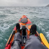 Feelfree Moken 12.5 PDL kayak in the sea off the south coast of Cornwall