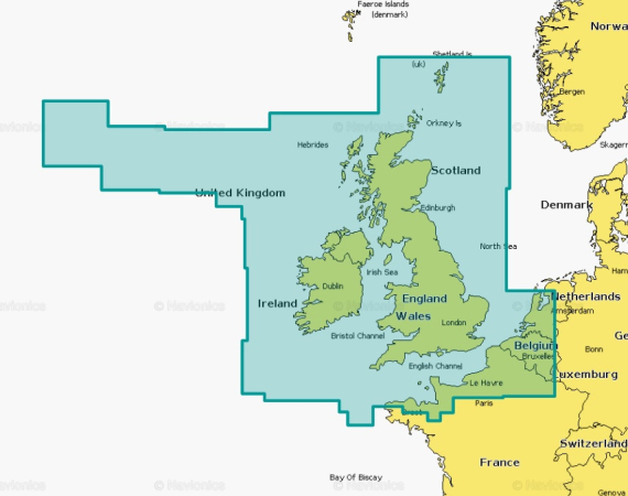 Navionics Platinum Plus Chart Coverage - UK, Ireland and Holland