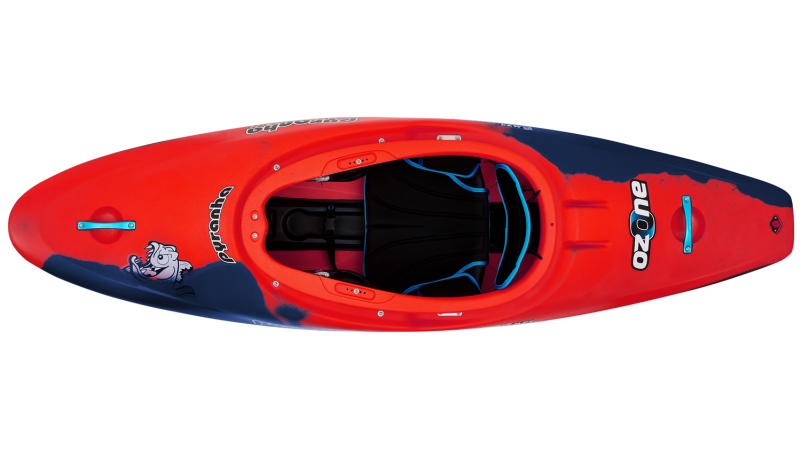 full slice river running playful kayak in red from pyranha kayaks