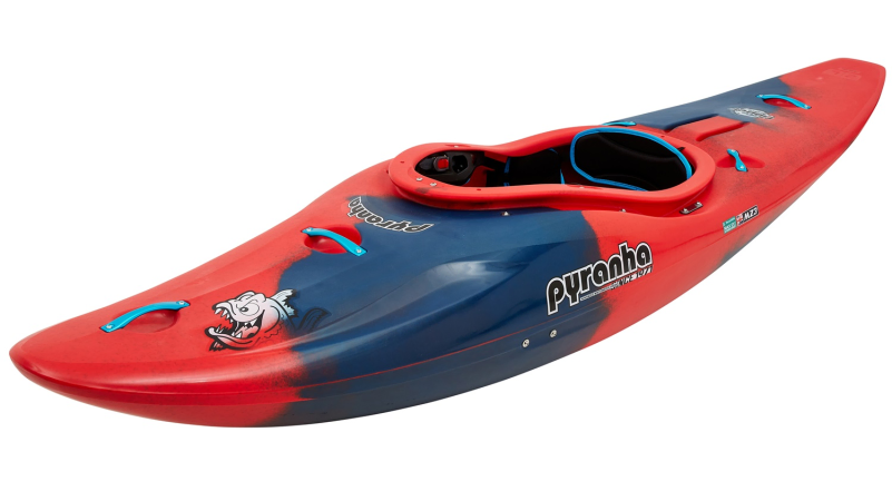 red and blue half slice from pyranha kayaks