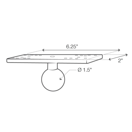 Dimensions for the Ram Mounts 1.5in Universal Electronics Mounting Plate