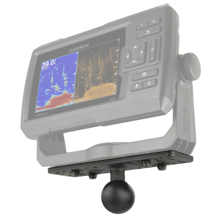The Ram Mounts Universal Electronics Plate with a fish finder attached