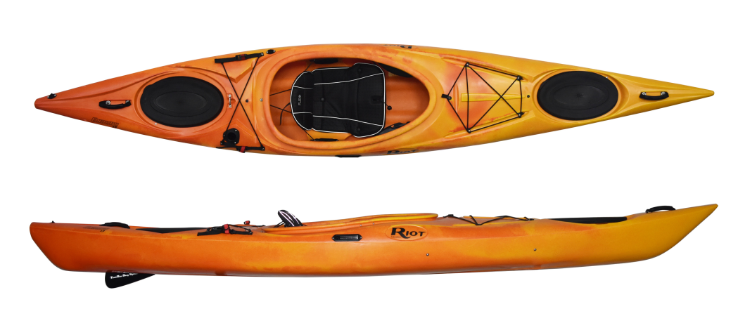 Riot Enduro 13 kayak in sunset orange