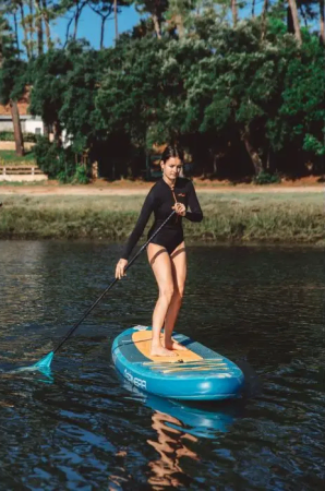 Paddling the Spinera Let's Paddle 10ft 10in SUP on a lake