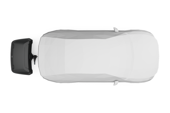 Thule Arcos M Box fitted to a car - Top View