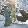 Thule Arcos XL Cargo Box being used to carry skis on a winter road trip
