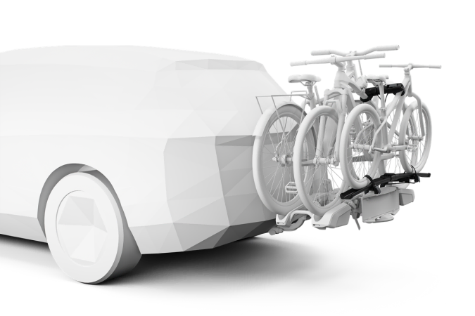 Thule EasyFold 3 Foldable Bike Add-On shown fitted to a bike rack