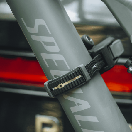 Thule Epos 2 bike rack arm fitted around a bike frame