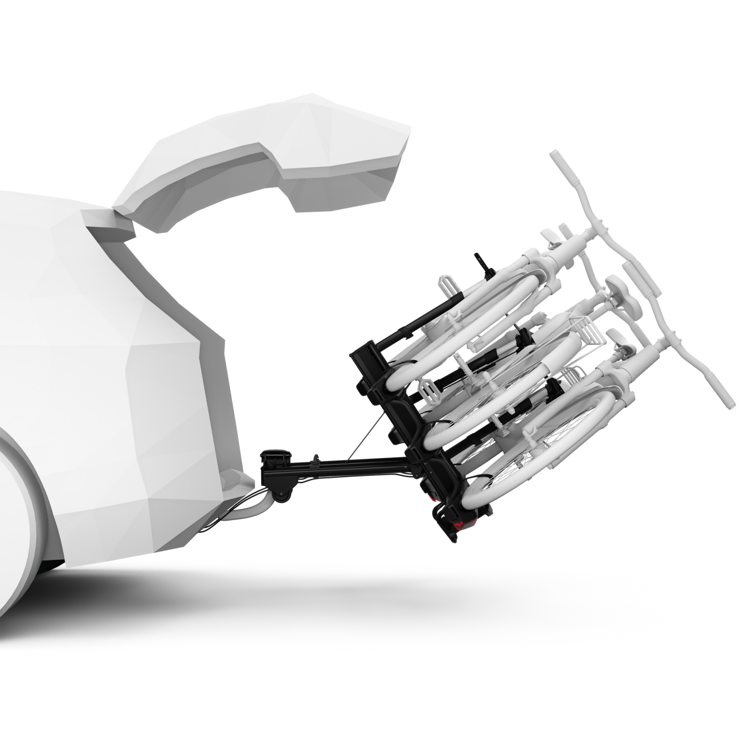 Thule Epos 3 Bike Carrier tilted away from a car boot