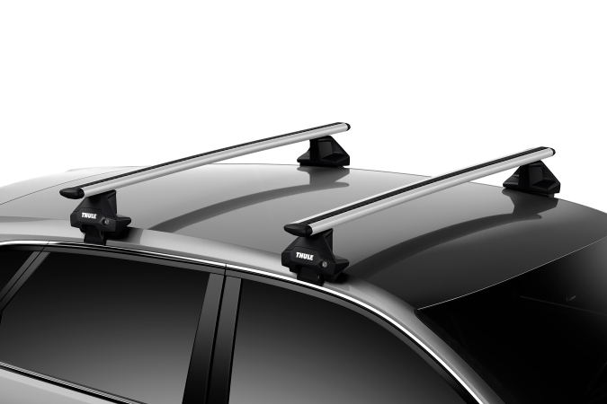 An example of the Thule Evo Clamp Roof Rack system on a car