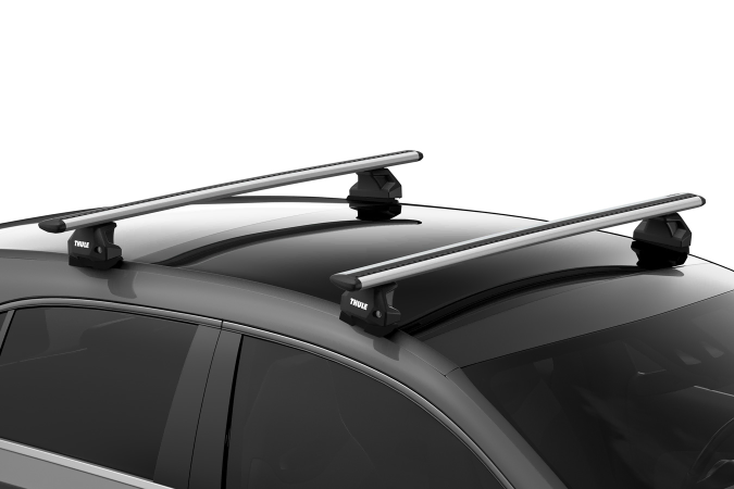 An example of the Thule Evo Fixpoint Roof Rack system on a car