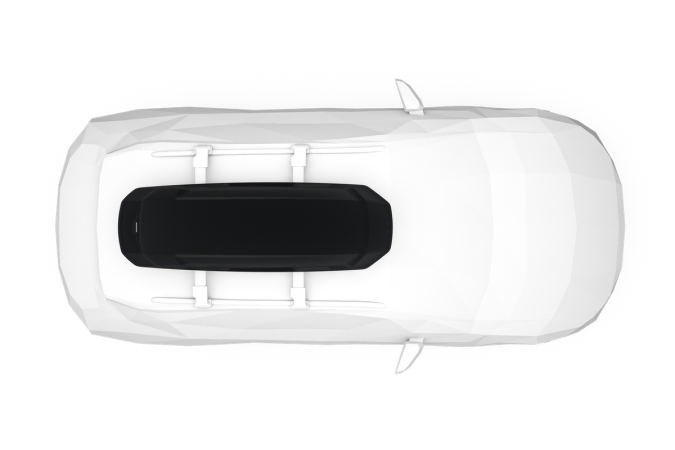Top down view of the The Thule Force 3 Large Sport roof box on an example car
