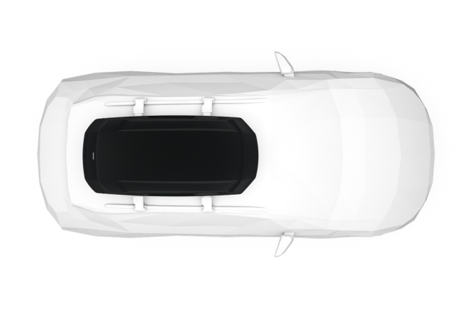 Top down view of the Thule Force 3 M roof box on a car