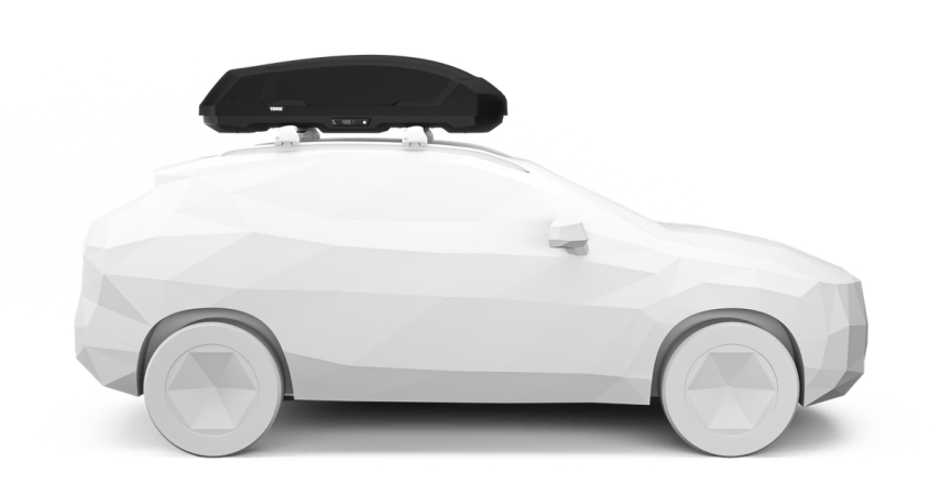 The Thule Force 3 S roof box on a car roof rack