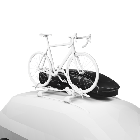 Thule Motion 3 Sport shown with a bike carrier fitted to a roof rack