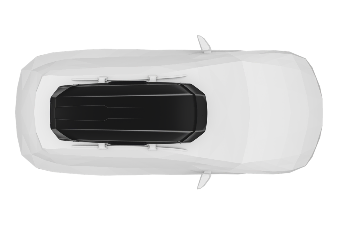 Thule Motion 3 XL Low Roof Box shown on an example car - Top View