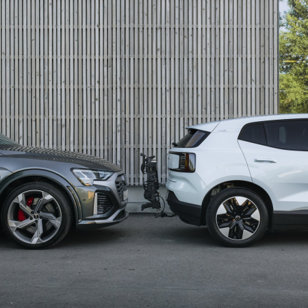 Thule Outpace 3 fitted to a car and folded up for easy parking