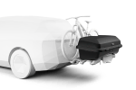 Thule Santu Cargo Box shown on an EPOS bike rack with a bike