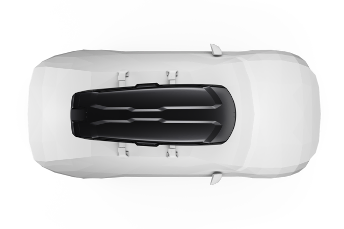 Thule Vector Alpine Roof Box viewed from above on a car