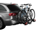 Thule VeloCompact 2 loaded with 2 bikes on the back of a car