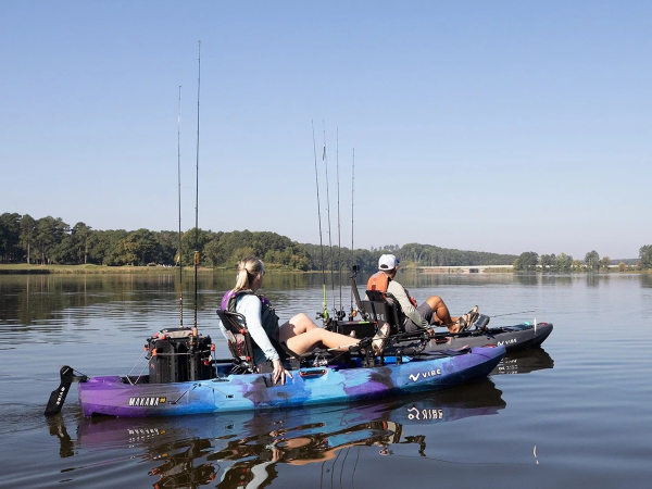 Vibe Makana 100 being used on calm water for kayak fishing