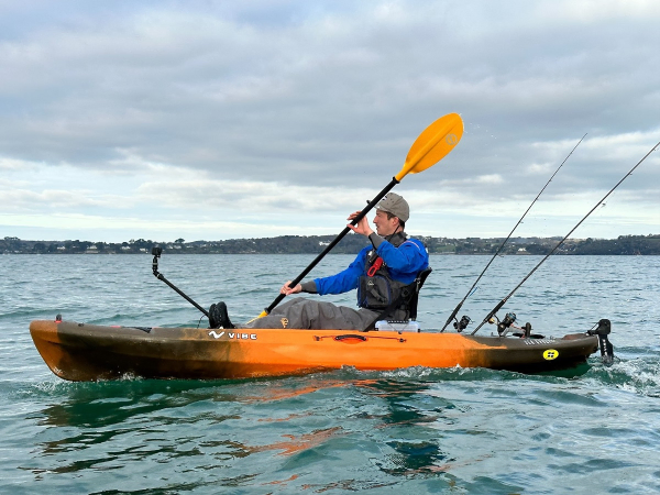 Liam (Cornwall Canoes) paddling the Sea Ghost 110 in the Carrick Roads, Falmouth