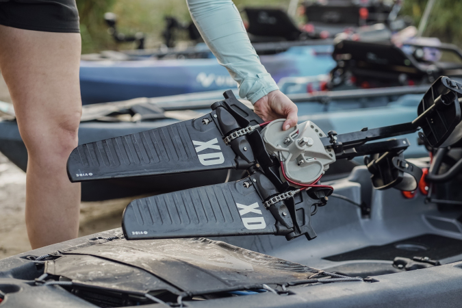 Vibe X-Drive system being used on a kayak