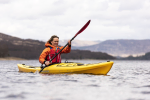 Paddling on a lake using the Wavesport Hydra 145 kayak