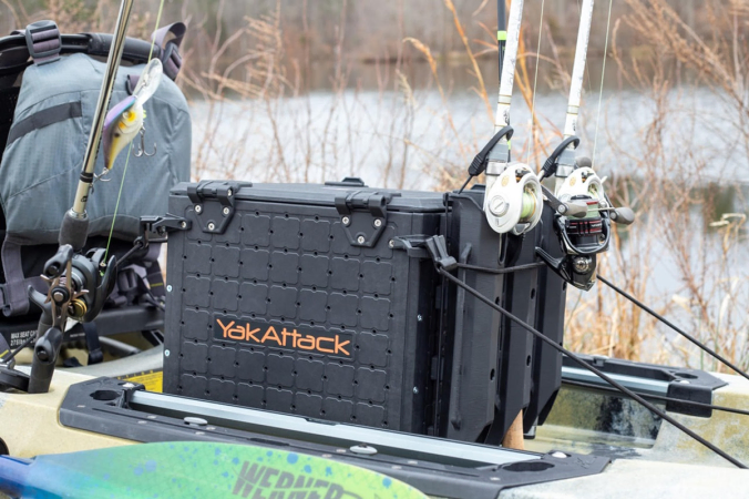 YakAttack BlackPak Pro 13x13 on a fishing kayak