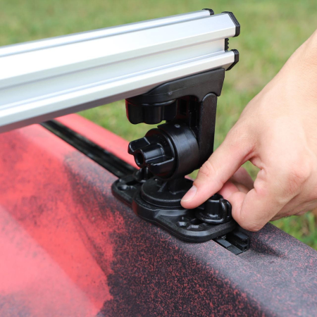 YakAttack Command Stand Crossbar installed to kayak tracks