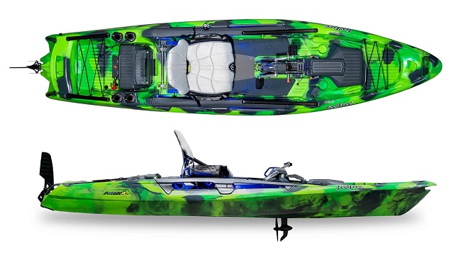 Feelfree Dorado 125 with Overdrive in Ocean Camo - Shown with Optional MotorDrive