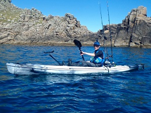 Cornwall Canoes staff Liam paddling the RTM Rytmo Angler in Grey Storm